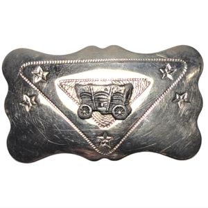Western Covered Wagon Metal Belt Buckle